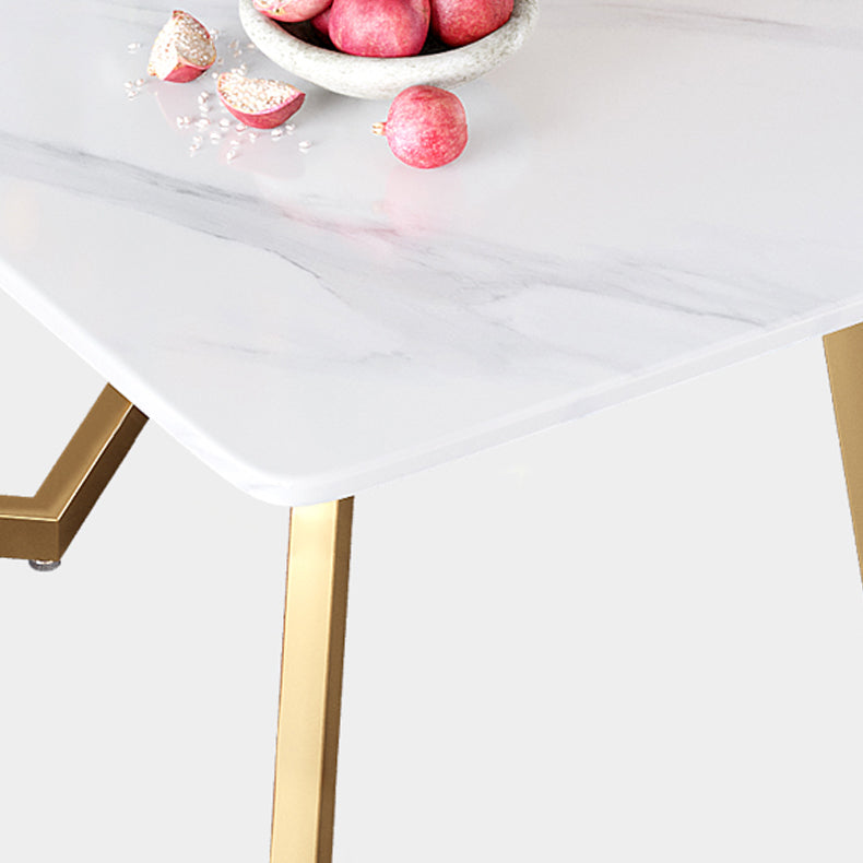 Minimalist Rectangle Shape White Dining Table Sintered Stone Standard Dining Table for Kitchen Clearhalo ' dining_table' 'Dining Tables & Seating' 'Dining Tables' 'furn' 'furn_dining_table' 'Furniture' 'furniture_dining_table' 'Kitchen & Dining Furniture' 'kitchen&dining_furn' 'kitchen' 'kitchen_dining_table' 3723644