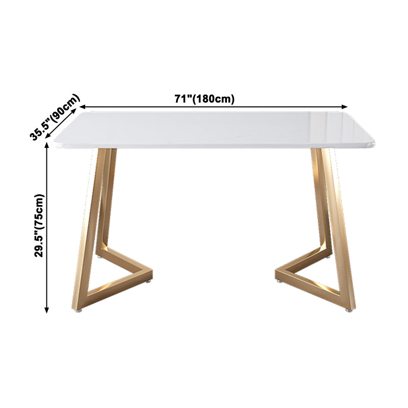 Minimalist Rectangle Shape White Dining Table Sintered Stone Standard Dining Table for Kitchen Clearhalo ' dining_table' 'Dining Tables & Seating' 'Dining Tables' 'furn' 'furn_dining_table' 'Furniture' 'furniture_dining_table' 'Kitchen & Dining Furniture' 'kitchen&dining_furn' 'kitchen' 'kitchen_dining_table' 3723647