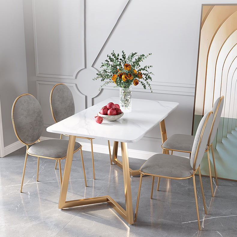 Minimalist Rectangle Shape White Dining Table Sintered Stone Standard Dining Table for Kitchen Clearhalo ' dining_table' 'Dining Tables & Seating' 'Dining Tables' 'furn' 'furn_dining_table' 'Furniture' 'furniture_dining_table' 'Kitchen & Dining Furniture' 'kitchen&dining_furn' 'kitchen' 'kitchen_dining_table' 3723648