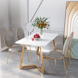 Minimalist Rectangle Shape White Dining Table Sintered Stone Standard Dining Table for Kitchen Clearhalo ' dining_table' 'Dining Tables & Seating' 'Dining Tables' 'furn' 'furn_dining_table' 'Furniture' 'furniture_dining_table' 'Kitchen & Dining Furniture' 'kitchen&dining_furn' 'kitchen' 'kitchen_dining_table' 3723648