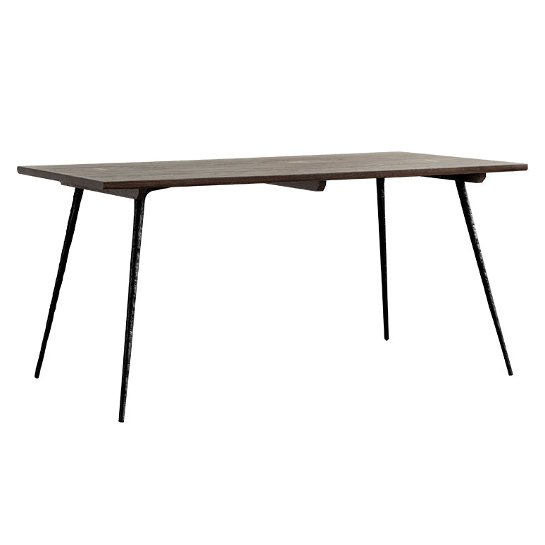 Industrial Style Oak Solid Wood Dining Table Brown Rectangle Table with Metal Base for Home Use Black Without Chairs Clearhalo ' dining_table' 'Dining Tables & Seating' 'Dining Tables' 'furn' 'furn_dining_table' 'Furniture' 'furniture_dining_table' 'Kitchen & Dining Furniture' 'kitchen&dining_furn' 'kitchen' 'kitchen_dining_table' 3723652