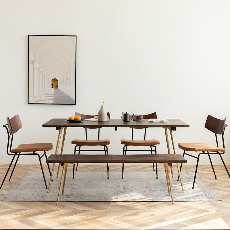 Industrial Style Oak Solid Wood Dining Table Brown Rectangle Table with Metal Base for Home Use Clearhalo ' dining_table' 'Dining Tables & Seating' 'Dining Tables' 'furn' 'furn_dining_table' 'Furniture' 'furniture_dining_table' 'Kitchen & Dining Furniture' 'kitchen&dining_furn' 'kitchen' 'kitchen_dining_table' 3723654