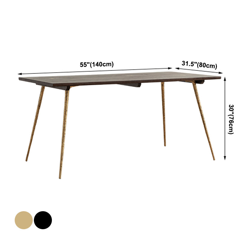 Industrial Style Oak Solid Wood Dining Table Brown Rectangle Table with Metal Base for Home Use Clearhalo ' dining_table' 'Dining Tables & Seating' 'Dining Tables' 'furn' 'furn_dining_table' 'Furniture' 'furniture_dining_table' 'Kitchen & Dining Furniture' 'kitchen&dining_furn' 'kitchen' 'kitchen_dining_table' 3723661