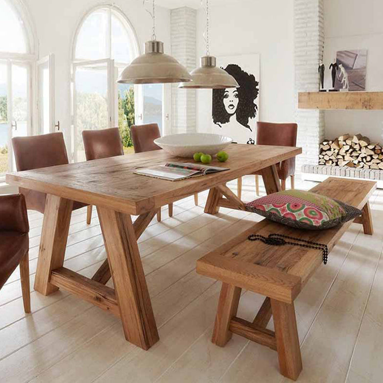 Modern Pine Solid Wood Table Rectangle Dining Table in Nature with Double Pedestal Clearhalo ' dining_table' 'Dining Tables & Seating' 'Dining Tables' 'furn' 'furn_dining_table' 'Furniture' 'furniture_dining_table' 'Kitchen & Dining Furniture' 'kitchen&dining_furn' 'kitchen' 'kitchen_dining_table' 3723667