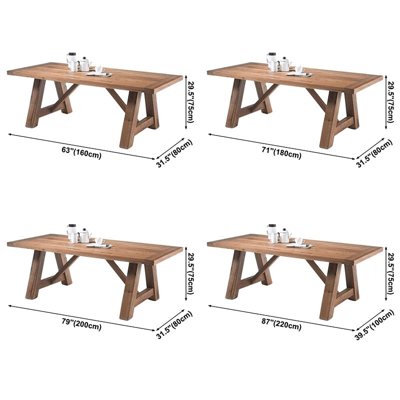 Modern Pine Solid Wood Table Rectangle Dining Table in Nature with Double Pedestal Clearhalo ' dining_table' 'Dining Tables & Seating' 'Dining Tables' 'furn' 'furn_dining_table' 'Furniture' 'furniture_dining_table' 'Kitchen & Dining Furniture' 'kitchen&dining_furn' 'kitchen' 'kitchen_dining_table' 3723672