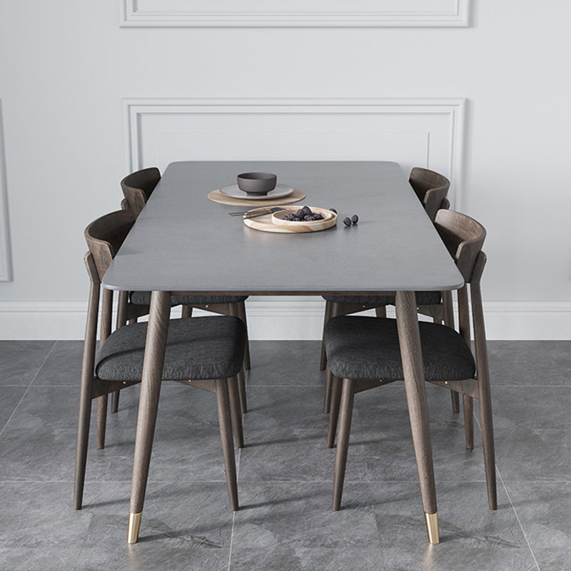 Modern Sintered Stone Top Kitchen Dining Table Rectangle Gray Dining Table with 4 Legs Base Clearhalo ' dining_table' 'Dining Tables & Seating' 'Dining Tables' 'furn' 'furn_dining_table' 'Furniture' 'furniture_dining_table' 'Kitchen & Dining Furniture' 'kitchen&dining_furn' 'kitchen' 'kitchen_dining_table' 3723673