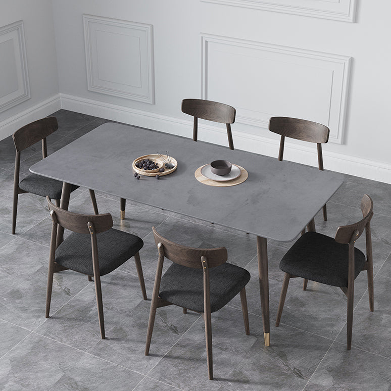 Modern Sintered Stone Top Kitchen Dining Table Rectangle Gray Dining Table with 4 Legs Base Clearhalo ' dining_table' 'Dining Tables & Seating' 'Dining Tables' 'furn' 'furn_dining_table' 'Furniture' 'furniture_dining_table' 'Kitchen & Dining Furniture' 'kitchen&dining_furn' 'kitchen' 'kitchen_dining_table' 3723675