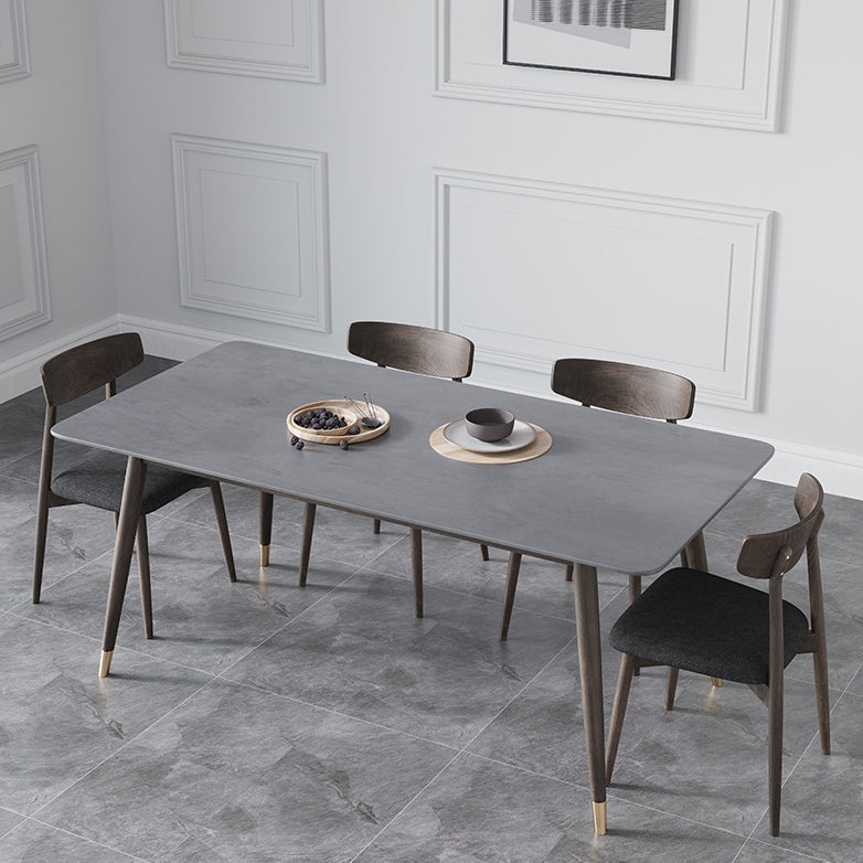 Modern Sintered Stone Top Kitchen Dining Table Rectangle Gray Dining Table with 4 Legs Base Clearhalo ' dining_table' 'Dining Tables & Seating' 'Dining Tables' 'furn' 'furn_dining_table' 'Furniture' 'furniture_dining_table' 'Kitchen & Dining Furniture' 'kitchen&dining_furn' 'kitchen' 'kitchen_dining_table' 3723676