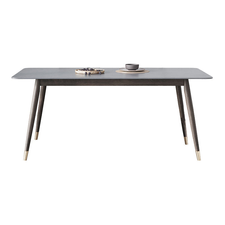 Modern Sintered Stone Top Kitchen Dining Table Rectangle Gray Dining Table with 4 Legs Base Without Chairs Clearhalo ' dining_table' 'Dining Tables & Seating' 'Dining Tables' 'furn' 'furn_dining_table' 'Furniture' 'furniture_dining_table' 'Kitchen & Dining Furniture' 'kitchen&dining_furn' 'kitchen' 'kitchen_dining_table' 3723677