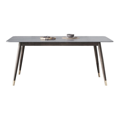 Modern Sintered Stone Top Kitchen Dining Table Rectangle Gray Dining Table with 4 Legs Base Without Chairs Clearhalo ' dining_table' 'Dining Tables & Seating' 'Dining Tables' 'furn' 'furn_dining_table' 'Furniture' 'furniture_dining_table' 'Kitchen & Dining Furniture' 'kitchen&dining_furn' 'kitchen' 'kitchen_dining_table' 3723677