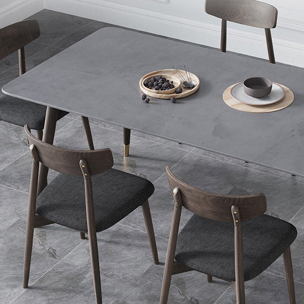 Modern Sintered Stone Top Kitchen Dining Table Rectangle Gray Dining Table with 4 Legs Base Clearhalo ' dining_table' 'Dining Tables & Seating' 'Dining Tables' 'furn' 'furn_dining_table' 'Furniture' 'furniture_dining_table' 'Kitchen & Dining Furniture' 'kitchen&dining_furn' 'kitchen' 'kitchen_dining_table' 3723678