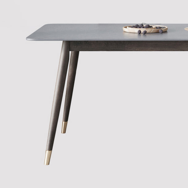 Modern Sintered Stone Top Kitchen Dining Table Rectangle Gray Dining Table with 4 Legs Base Clearhalo ' dining_table' 'Dining Tables & Seating' 'Dining Tables' 'furn' 'furn_dining_table' 'Furniture' 'furniture_dining_table' 'Kitchen & Dining Furniture' 'kitchen&dining_furn' 'kitchen' 'kitchen_dining_table' 3723681
