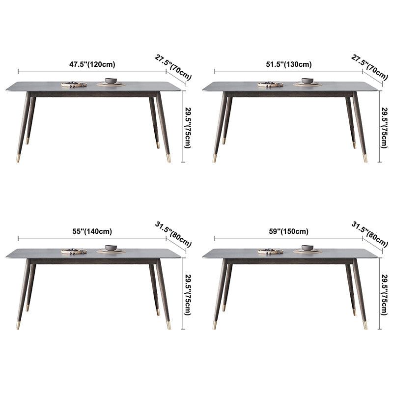 Modern Sintered Stone Top Kitchen Dining Table Rectangle Gray Dining Table with 4 Legs Base Clearhalo ' dining_table' 'Dining Tables & Seating' 'Dining Tables' 'furn' 'furn_dining_table' 'Furniture' 'furniture_dining_table' 'Kitchen & Dining Furniture' 'kitchen&dining_furn' 'kitchen' 'kitchen_dining_table' 3723682
