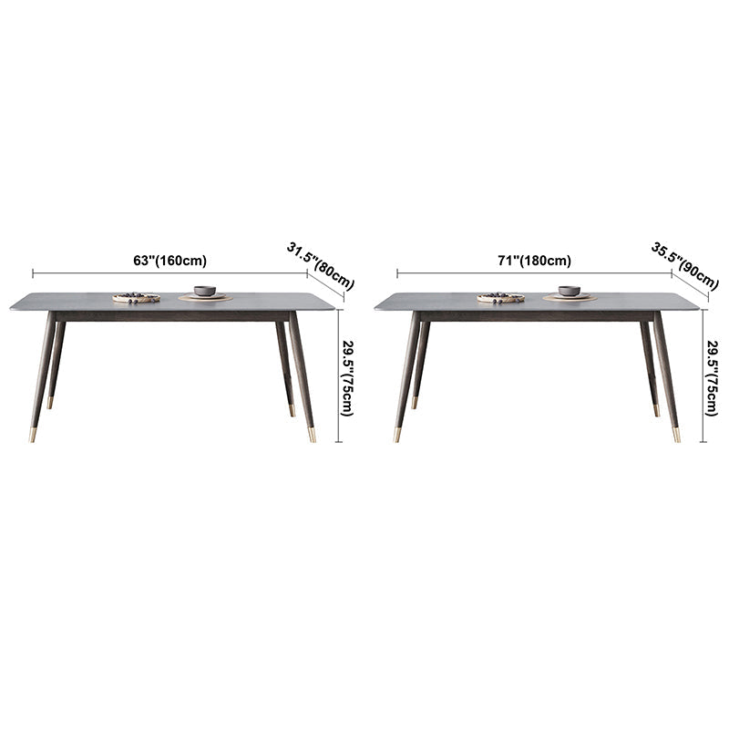 Modern Sintered Stone Top Kitchen Dining Table Rectangle Gray Dining Table with 4 Legs Base Clearhalo ' dining_table' 'Dining Tables & Seating' 'Dining Tables' 'furn' 'furn_dining_table' 'Furniture' 'furniture_dining_table' 'Kitchen & Dining Furniture' 'kitchen&dining_furn' 'kitchen' 'kitchen_dining_table' 3723683