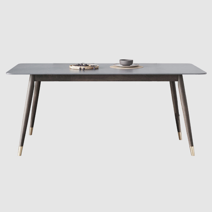 Modern Sintered Stone Top Kitchen Dining Table Rectangle Gray Dining Table with 4 Legs Base Clearhalo ' dining_table' 'Dining Tables & Seating' 'Dining Tables' 'furn' 'furn_dining_table' 'Furniture' 'furniture_dining_table' 'Kitchen & Dining Furniture' 'kitchen&dining_furn' 'kitchen' 'kitchen_dining_table' 3723684