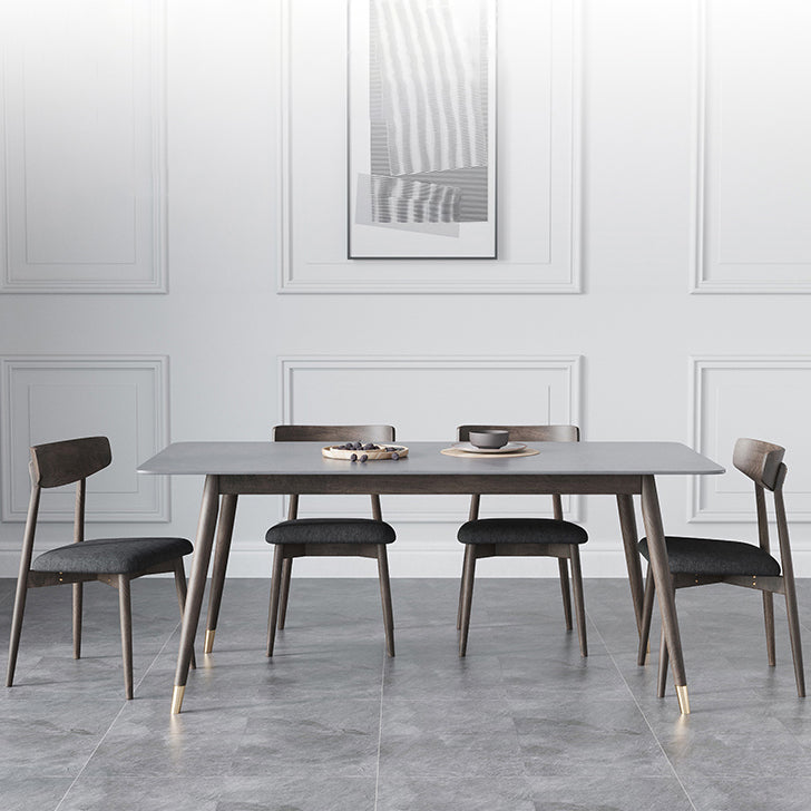 Modern Sintered Stone Top Kitchen Dining Table Rectangle Gray Dining Table with 4 Legs Base Clearhalo ' dining_table' 'Dining Tables & Seating' 'Dining Tables' 'furn' 'furn_dining_table' 'Furniture' 'furniture_dining_table' 'Kitchen & Dining Furniture' 'kitchen&dining_furn' 'kitchen' 'kitchen_dining_table' 3723685