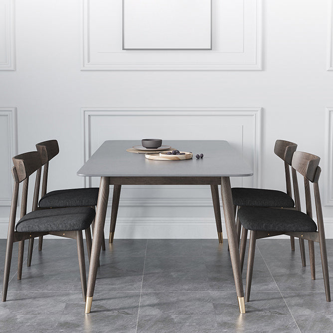 Modern Sintered Stone Top Kitchen Dining Table Rectangle Gray Dining Table with 4 Legs Base Clearhalo ' dining_table' 'Dining Tables & Seating' 'Dining Tables' 'furn' 'furn_dining_table' 'Furniture' 'furniture_dining_table' 'Kitchen & Dining Furniture' 'kitchen&dining_furn' 'kitchen' 'kitchen_dining_table' 3723686