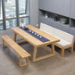 Rectangle Pine Solid Wood Table Modern Dining Table in Nature with Double Pedestal Clearhalo ' dining_table' 'Dining Tables & Seating' 'Dining Tables' 'furn' 'furn_dining_table' 'Furniture' 'furniture_dining_table' 'Kitchen & Dining Furniture' 'kitchen&dining_furn' 'kitchen' 'kitchen_dining_table' 3723724