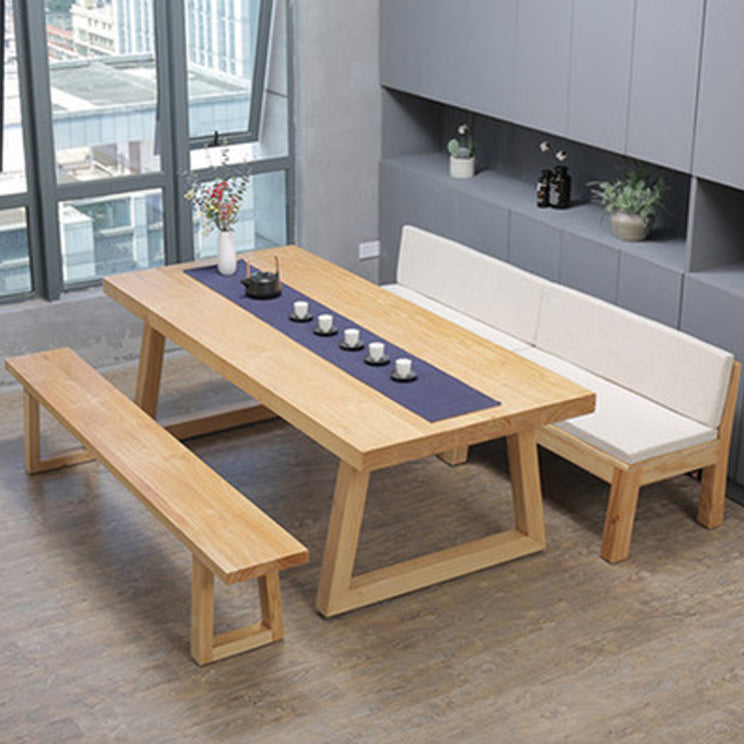Rectangle Pine Solid Wood Table Modern Dining Table in Nature with Double Pedestal Clearhalo ' dining_table' 'Dining Tables & Seating' 'Dining Tables' 'furn' 'furn_dining_table' 'Furniture' 'furniture_dining_table' 'Kitchen & Dining Furniture' 'kitchen&dining_furn' 'kitchen' 'kitchen_dining_table' 3723724