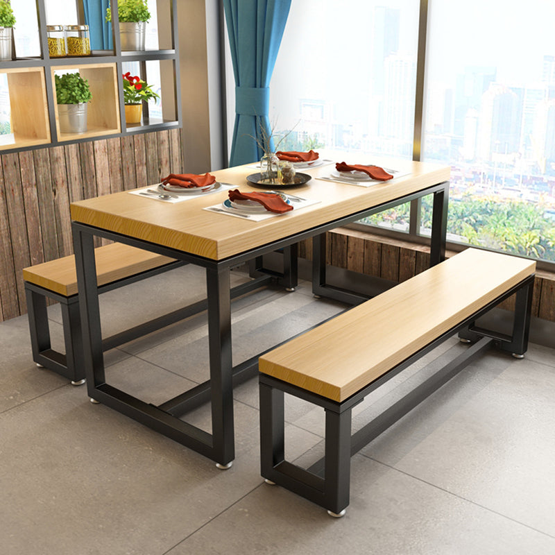 Industrial Style Solid Wood Dining Table Brown Rectangle Table with Black Frame for Dinning Room Clearhalo ' dining_table' 'Dining Tables & Seating' 'Dining Tables' 'furn' 'furn_dining_table' 'Furniture' 'furniture_dining_table' 'Kitchen & Dining Furniture' 'kitchen&dining_furn' 'kitchen' 'kitchen_dining_table' 3723734
