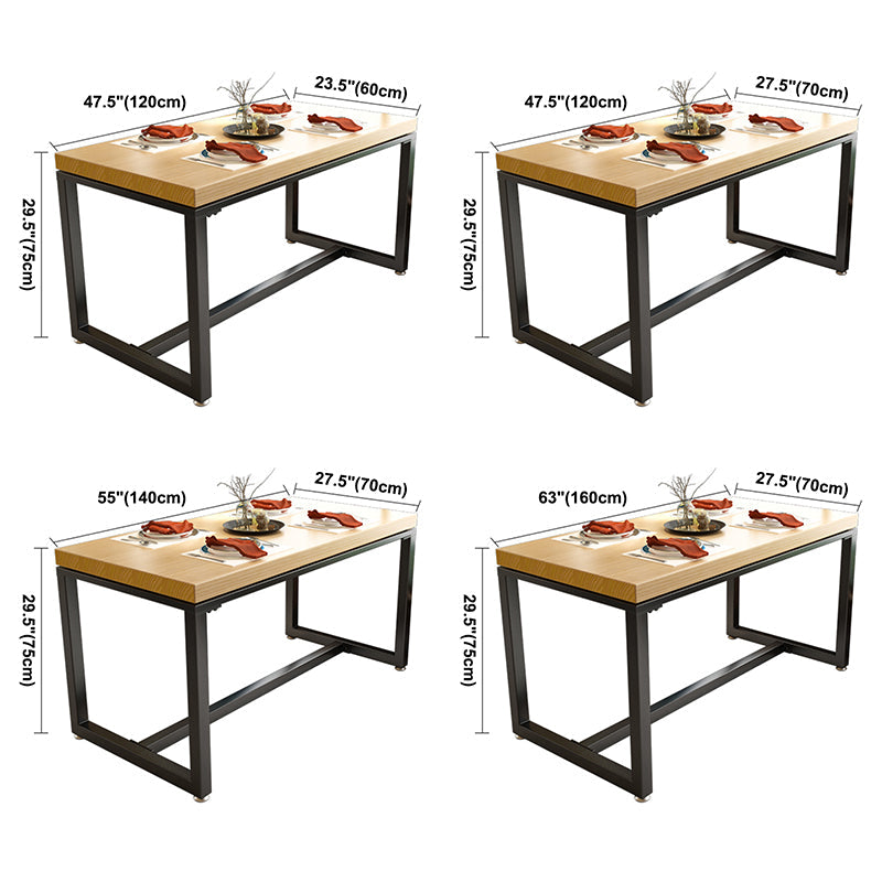 Industrial Style Solid Wood Dining Table Brown Rectangle Table with Black Frame for Dinning Room Clearhalo ' dining_table' 'Dining Tables & Seating' 'Dining Tables' 'furn' 'furn_dining_table' 'Furniture' 'furniture_dining_table' 'Kitchen & Dining Furniture' 'kitchen&dining_furn' 'kitchen' 'kitchen_dining_table' 3723738