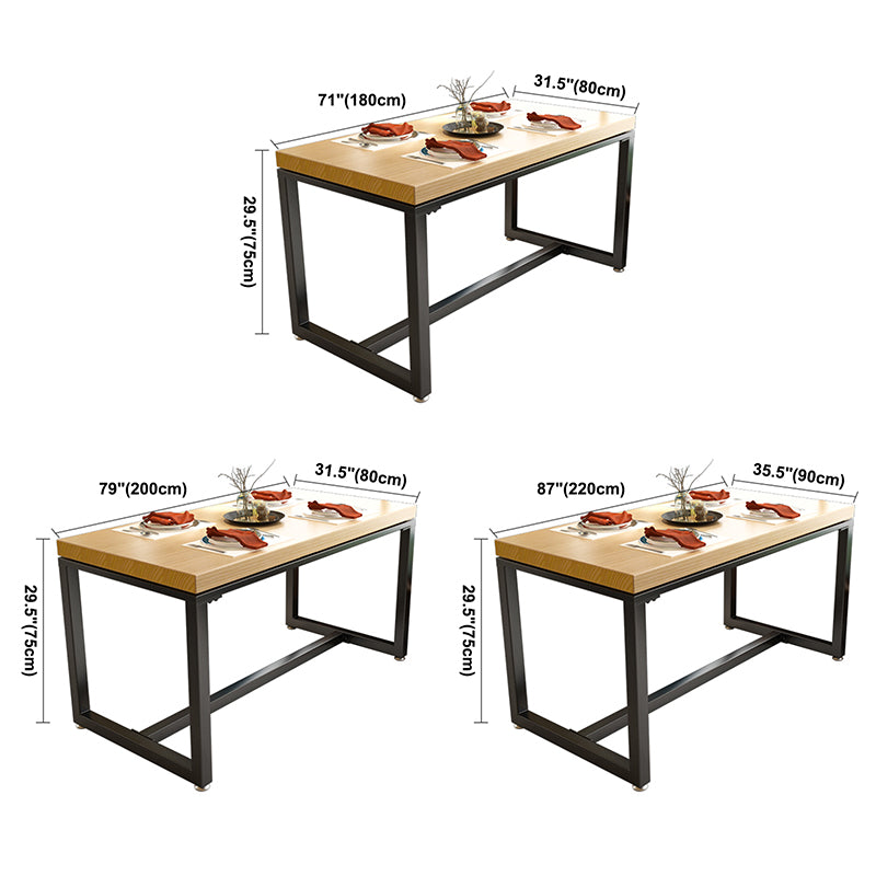 Industrial Style Solid Wood Dining Table Brown Rectangle Table with Black Frame for Dinning Room Clearhalo ' dining_table' 'Dining Tables & Seating' 'Dining Tables' 'furn' 'furn_dining_table' 'Furniture' 'furniture_dining_table' 'Kitchen & Dining Furniture' 'kitchen&dining_furn' 'kitchen' 'kitchen_dining_table' 3723739