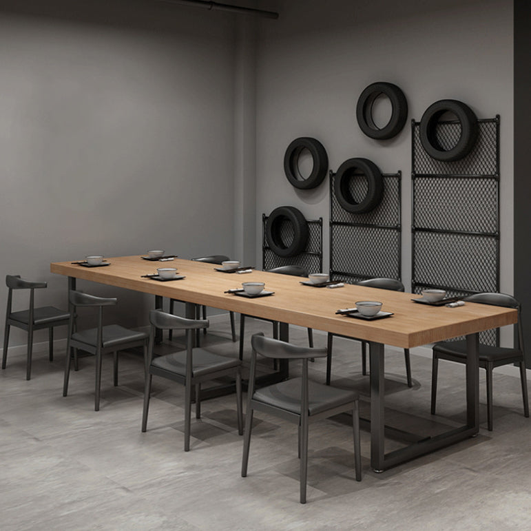 Industrial Dining Table Pine Solid Wood Table with Trestle Base for Dining Room Clearhalo ' dining_table' 'Dining Tables & Seating' 'Dining Tables' 'furn' 'furn_dining_table' 'Furniture' 'furniture_dining_table' 'Kitchen & Dining Furniture' 'kitchen&dining_furn' 'kitchen' 'kitchen_dining_table' 3723744