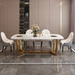 Luxury Style Home Sintered Stone Dining Table Rectangular Shape Table with Trestle Base Clearhalo ' dining_table' 'Dining Tables & Seating' 'Dining Tables' 'furn' 'furn_dining_table' 'Furniture' 'furniture_dining_table' 'Kitchen & Dining Furniture' 'kitchen&dining_furn' 'kitchen' 'kitchen_dining_table' 3723769