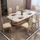 Luxury Style Home Sintered Stone Dining Table Rectangular Shape Table with Trestle Base Clearhalo ' dining_table' 'Dining Tables & Seating' 'Dining Tables' 'furn' 'furn_dining_table' 'Furniture' 'furniture_dining_table' 'Kitchen & Dining Furniture' 'kitchen&dining_furn' 'kitchen' 'kitchen_dining_table' 3723770