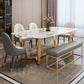 Luxury Style Home Sintered Stone Dining Table Rectangular Shape Table with Trestle Base Clearhalo ' dining_table' 'Dining Tables & Seating' 'Dining Tables' 'furn' 'furn_dining_table' 'Furniture' 'furniture_dining_table' 'Kitchen & Dining Furniture' 'kitchen&dining_furn' 'kitchen' 'kitchen_dining_table' 3723772