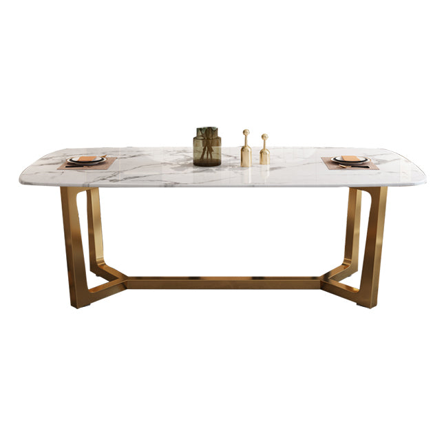 Luxury Style Home Sintered Stone Dining Table Rectangular Shape Table with Trestle Base Without Chairs Clearhalo ' dining_table' 'Dining Tables & Seating' 'Dining Tables' 'furn' 'furn_dining_table' 'Furniture' 'furniture_dining_table' 'Kitchen & Dining Furniture' 'kitchen&dining_furn' 'kitchen' 'kitchen_dining_table' 3723773