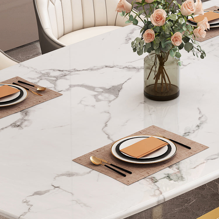 Luxury Style Home Sintered Stone Dining Table Rectangular Shape Table with Trestle Base Clearhalo ' dining_table' 'Dining Tables & Seating' 'Dining Tables' 'furn' 'furn_dining_table' 'Furniture' 'furniture_dining_table' 'Kitchen & Dining Furniture' 'kitchen&dining_furn' 'kitchen' 'kitchen_dining_table' 3723774