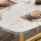 Luxury Style Home Sintered Stone Dining Table Rectangular Shape Table with Trestle Base Clearhalo ' dining_table' 'Dining Tables & Seating' 'Dining Tables' 'furn' 'furn_dining_table' 'Furniture' 'furniture_dining_table' 'Kitchen & Dining Furniture' 'kitchen&dining_furn' 'kitchen' 'kitchen_dining_table' 3723775