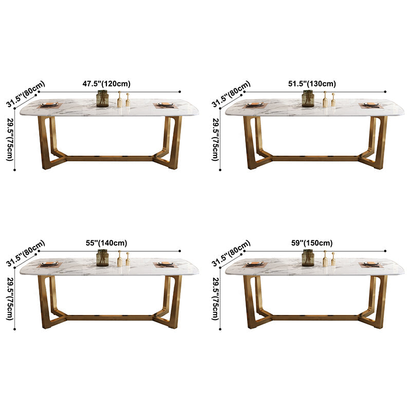 Luxury Style Home Sintered Stone Dining Table Rectangular Shape Table with Trestle Base Clearhalo ' dining_table' 'Dining Tables & Seating' 'Dining Tables' 'furn' 'furn_dining_table' 'Furniture' 'furniture_dining_table' 'Kitchen & Dining Furniture' 'kitchen&dining_furn' 'kitchen' 'kitchen_dining_table' 3723778