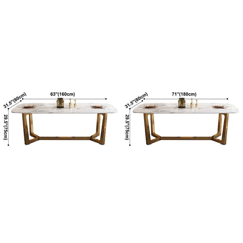 Luxury Style Home Sintered Stone Dining Table Rectangular Shape Table with Trestle Base Clearhalo ' dining_table' 'Dining Tables & Seating' 'Dining Tables' 'furn' 'furn_dining_table' 'Furniture' 'furniture_dining_table' 'Kitchen & Dining Furniture' 'kitchen&dining_furn' 'kitchen' 'kitchen_dining_table' 3723779