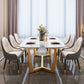 Luxury Style Home Sintered Stone Dining Table Rectangular Shape Table with Trestle Base Clearhalo ' dining_table' 'Dining Tables & Seating' 'Dining Tables' 'furn' 'furn_dining_table' 'Furniture' 'furniture_dining_table' 'Kitchen & Dining Furniture' 'kitchen&dining_furn' 'kitchen' 'kitchen_dining_table' 3723780