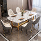 Luxury Style Home Sintered Stone Dining Table Rectangular Shape Table with Trestle Base Clearhalo ' dining_table' 'Dining Tables & Seating' 'Dining Tables' 'furn' 'furn_dining_table' 'Furniture' 'furniture_dining_table' 'Kitchen & Dining Furniture' 'kitchen&dining_furn' 'kitchen' 'kitchen_dining_table' 3723783