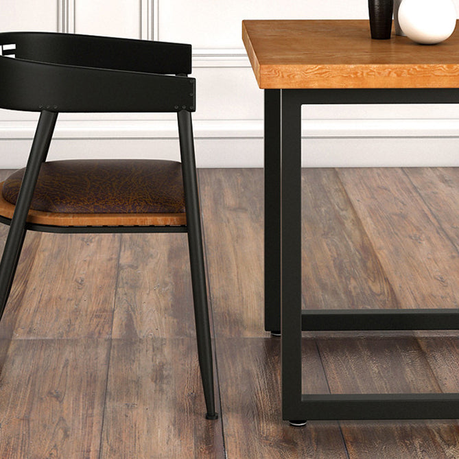 Industrial Style Solid Wood Dining Table Brown Square Table with Black Frame for Dinning Room Clearhalo ' dining_table' 'Dining Tables & Seating' 'Dining Tables' 'furn' 'furn_dining_table' 'Furniture' 'furniture_dining_table' 'Kitchen & Dining Furniture' 'kitchen&dining_furn' 'kitchen' 'kitchen_dining_table' 3723799
