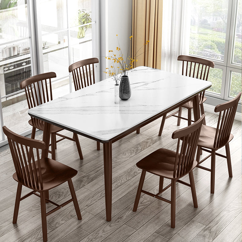 Modern Style Home Sintered Stone Dining Table Rectangle Shape Table with Wood Base Clearhalo ' dining_table' 'Dining Tables & Seating' 'Dining Tables' 'furn' 'furn_dining_table' 'Furniture' 'furniture_dining_table' 'Kitchen & Dining Furniture' 'kitchen&dining_furn' 'kitchen' 'kitchen_dining_table' 3723801