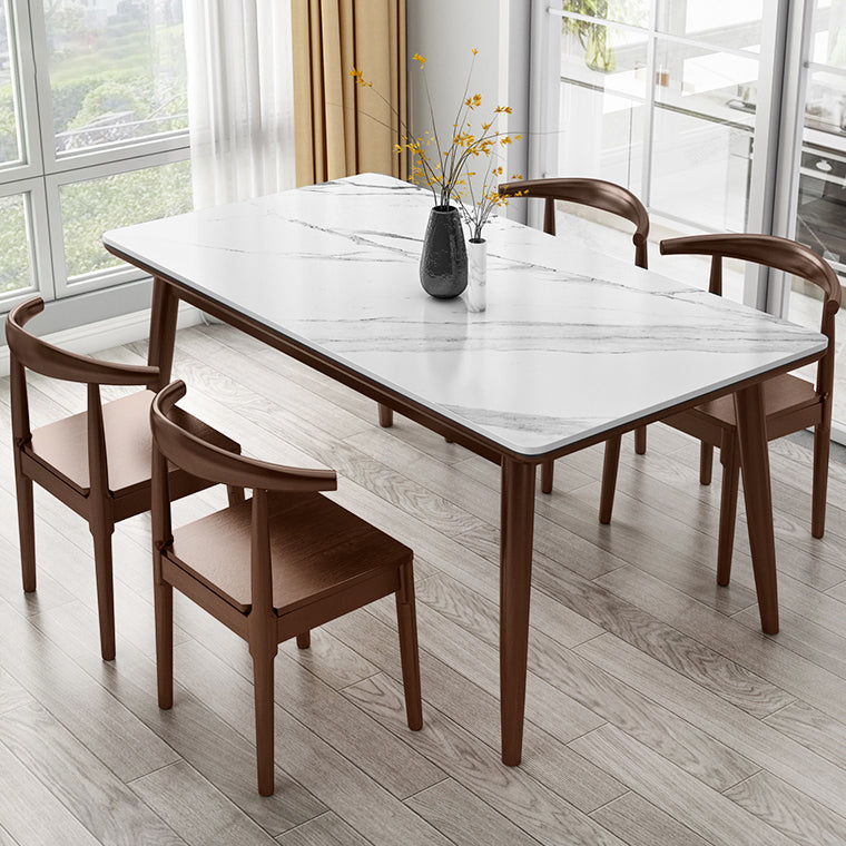 Modern Style Home Sintered Stone Dining Table Rectangle Shape Table with Wood Base Clearhalo ' dining_table' 'Dining Tables & Seating' 'Dining Tables' 'furn' 'furn_dining_table' 'Furniture' 'furniture_dining_table' 'Kitchen & Dining Furniture' 'kitchen&dining_furn' 'kitchen' 'kitchen_dining_table' 3723803