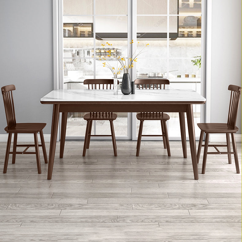 Modern Style Home Sintered Stone Dining Table Rectangle Shape Table with Wood Base Clearhalo ' dining_table' 'Dining Tables & Seating' 'Dining Tables' 'furn' 'furn_dining_table' 'Furniture' 'furniture_dining_table' 'Kitchen & Dining Furniture' 'kitchen&dining_furn' 'kitchen' 'kitchen_dining_table' 3723804
