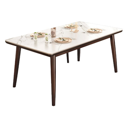 Modern Style Home Sintered Stone Dining Table Rectangle Shape Table with Wood Base Without Chairs Clearhalo ' dining_table' 'Dining Tables & Seating' 'Dining Tables' 'furn' 'furn_dining_table' 'Furniture' 'furniture_dining_table' 'Kitchen & Dining Furniture' 'kitchen&dining_furn' 'kitchen' 'kitchen_dining_table' 3723805