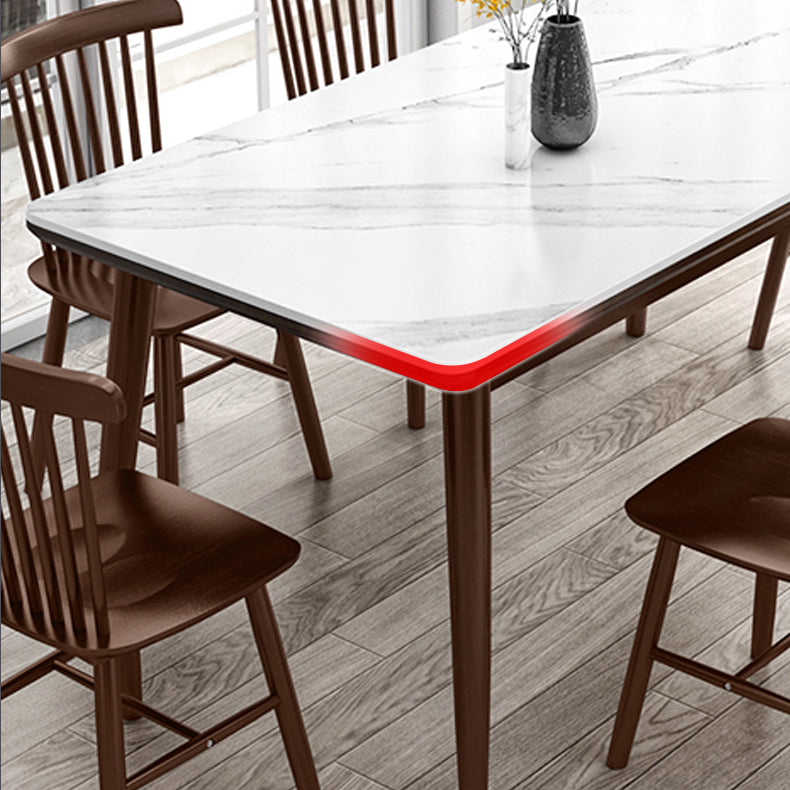 Modern Style Home Sintered Stone Dining Table Rectangle Shape Table with Wood Base Clearhalo ' dining_table' 'Dining Tables & Seating' 'Dining Tables' 'furn' 'furn_dining_table' 'Furniture' 'furniture_dining_table' 'Kitchen & Dining Furniture' 'kitchen&dining_furn' 'kitchen' 'kitchen_dining_table' 3723806
