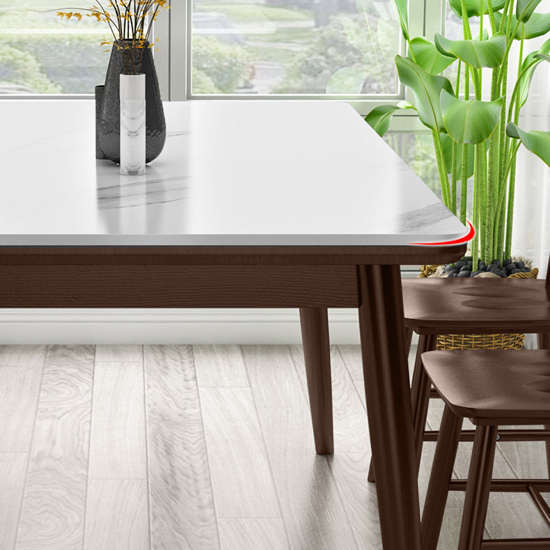 Modern Style Home Sintered Stone Dining Table Rectangle Shape Table with Wood Base Clearhalo ' dining_table' 'Dining Tables & Seating' 'Dining Tables' 'furn' 'furn_dining_table' 'Furniture' 'furniture_dining_table' 'Kitchen & Dining Furniture' 'kitchen&dining_furn' 'kitchen' 'kitchen_dining_table' 3723808