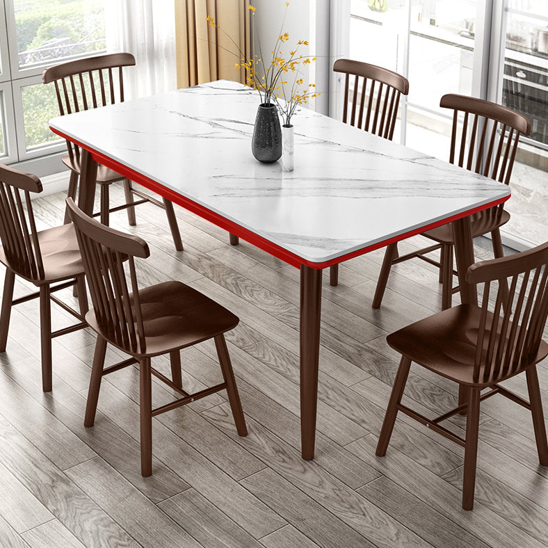 Modern Style Home Sintered Stone Dining Table Rectangle Shape Table with Wood Base Clearhalo ' dining_table' 'Dining Tables & Seating' 'Dining Tables' 'furn' 'furn_dining_table' 'Furniture' 'furniture_dining_table' 'Kitchen & Dining Furniture' 'kitchen&dining_furn' 'kitchen' 'kitchen_dining_table' 3723814
