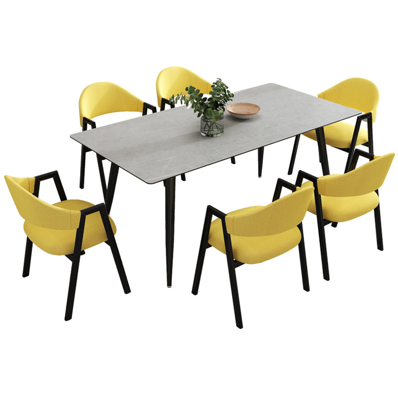 Contemporary Style Sintered Stone Rectangle Dining Table 4 Legs Table for Home Clearhalo ' dining_table' 'Dining Tables & Seating' 'Dining Tables' 'furn' 'furn_dining_table' 'Furniture' 'furniture_dining_table' 'Kitchen & Dining Furniture' 'kitchen&dining_furn' 'kitchen' 'kitchen_dining_table' 3723841