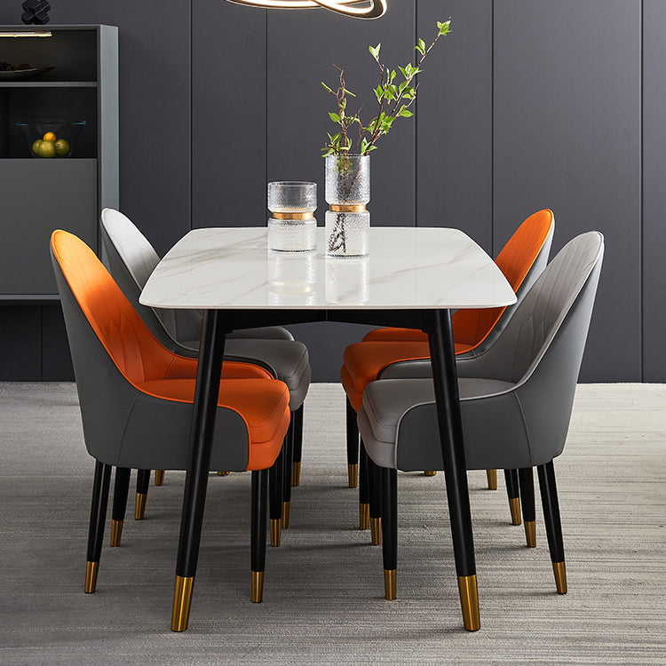 Simplicity Style Home Sintered Stone Dining Table Rectangular Shape Table with 4 Legs Base Clearhalo ' dining_table' 'Dining Tables & Seating' 'Dining Tables' 'furn' 'furn_dining_table' 'Furniture' 'furniture_dining_table' 'Kitchen & Dining Furniture' 'kitchen&dining_furn' 'kitchen' 'kitchen_dining_table' 3723845