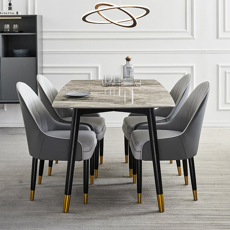 Simplicity Style Home Sintered Stone Dining Table Rectangular Shape Table with 4 Legs Base Clearhalo ' dining_table' 'Dining Tables & Seating' 'Dining Tables' 'furn' 'furn_dining_table' 'Furniture' 'furniture_dining_table' 'Kitchen & Dining Furniture' 'kitchen&dining_furn' 'kitchen' 'kitchen_dining_table' 3723847