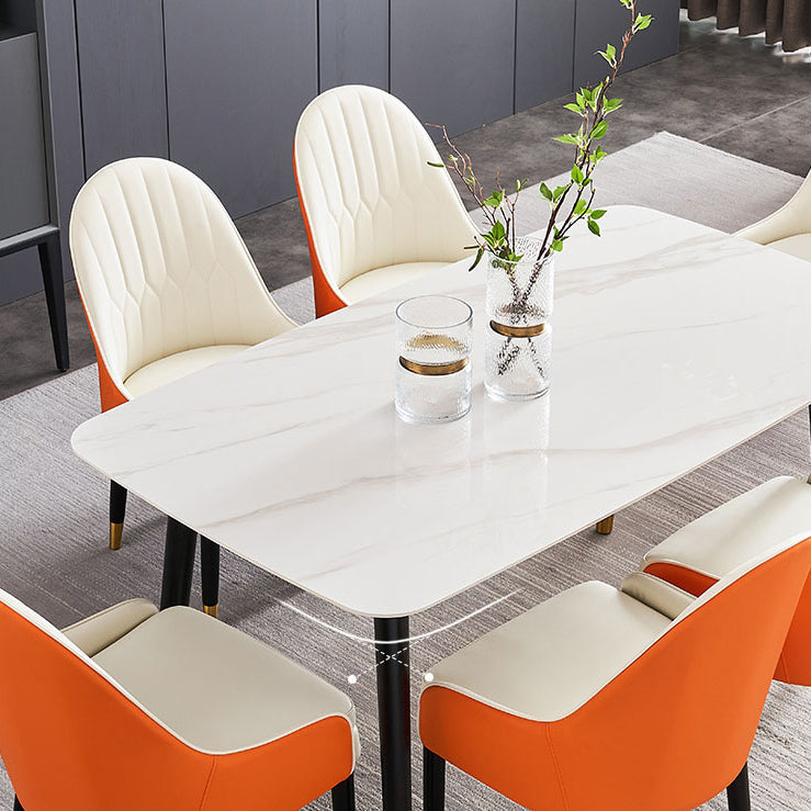 Simplicity Style Home Sintered Stone Dining Table Rectangular Shape Table with 4 Legs Base Clearhalo ' dining_table' 'Dining Tables & Seating' 'Dining Tables' 'furn' 'furn_dining_table' 'Furniture' 'furniture_dining_table' 'Kitchen & Dining Furniture' 'kitchen&dining_furn' 'kitchen' 'kitchen_dining_table' 3723849