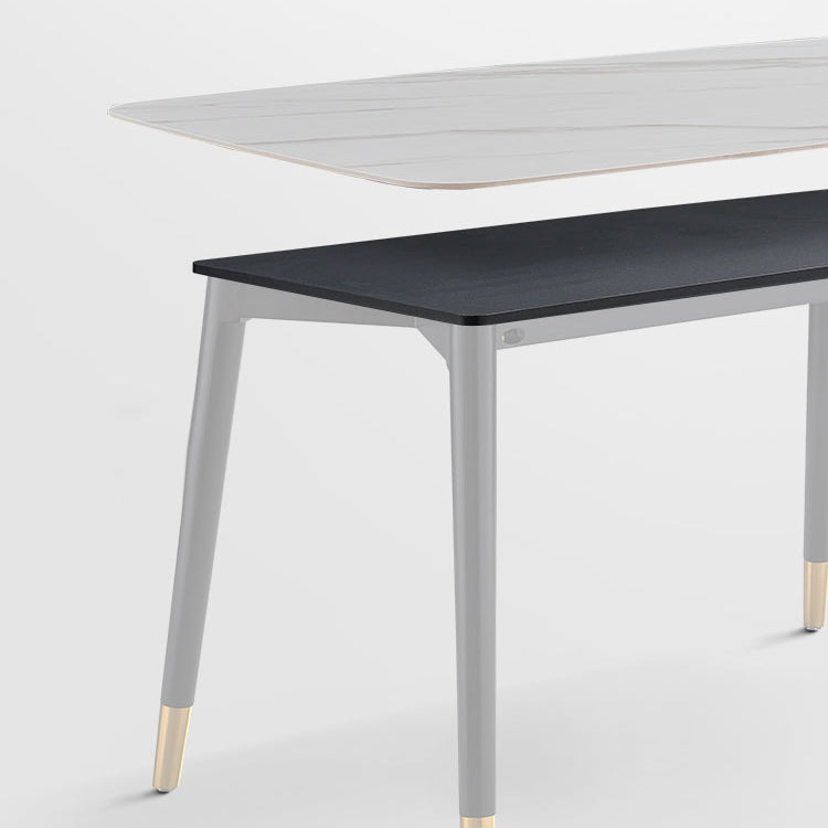 Simplicity Style Home Sintered Stone Dining Table Rectangular Shape Table with 4 Legs Base Clearhalo ' dining_table' 'Dining Tables & Seating' 'Dining Tables' 'furn' 'furn_dining_table' 'Furniture' 'furniture_dining_table' 'Kitchen & Dining Furniture' 'kitchen&dining_furn' 'kitchen' 'kitchen_dining_table' 3723852